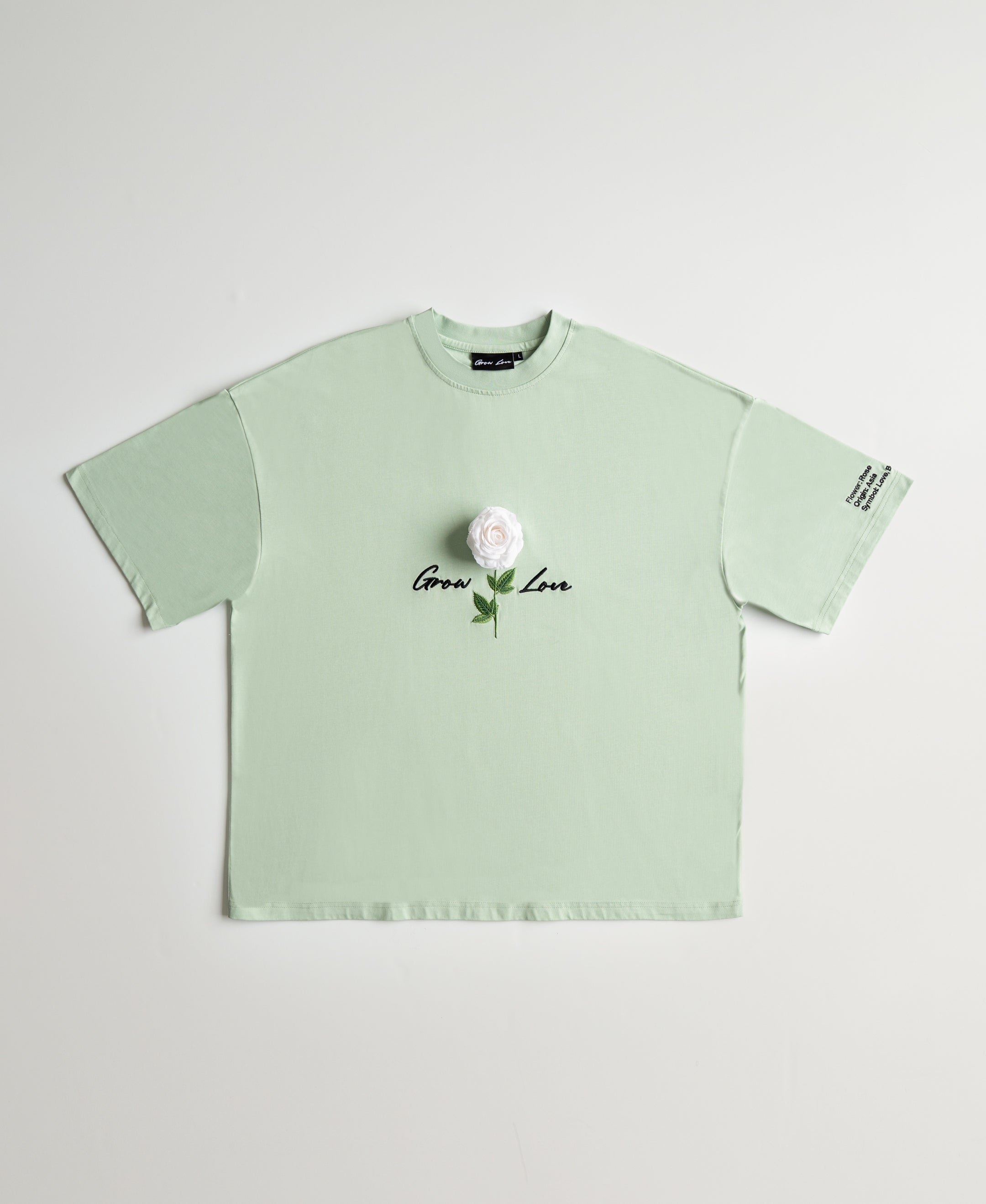 Sage Green Box Tee – In Between Bloom (+1 Flower)