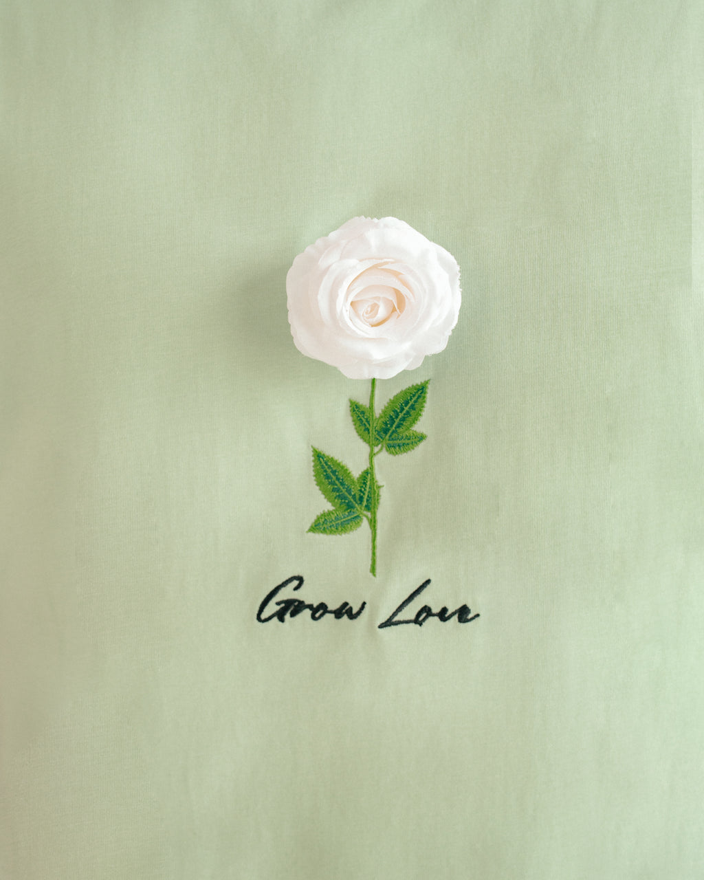 Sage Green Box Tee – Below the Bloom (+1 Flower)