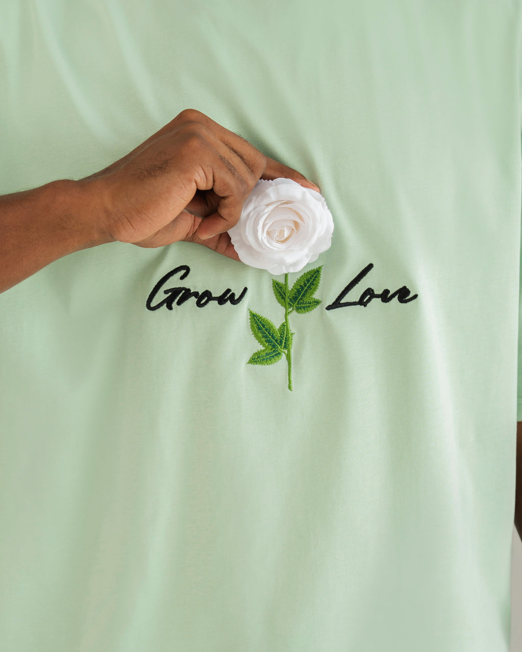 Sage Green Box Tee – In Between Bloom (+1 Flower)