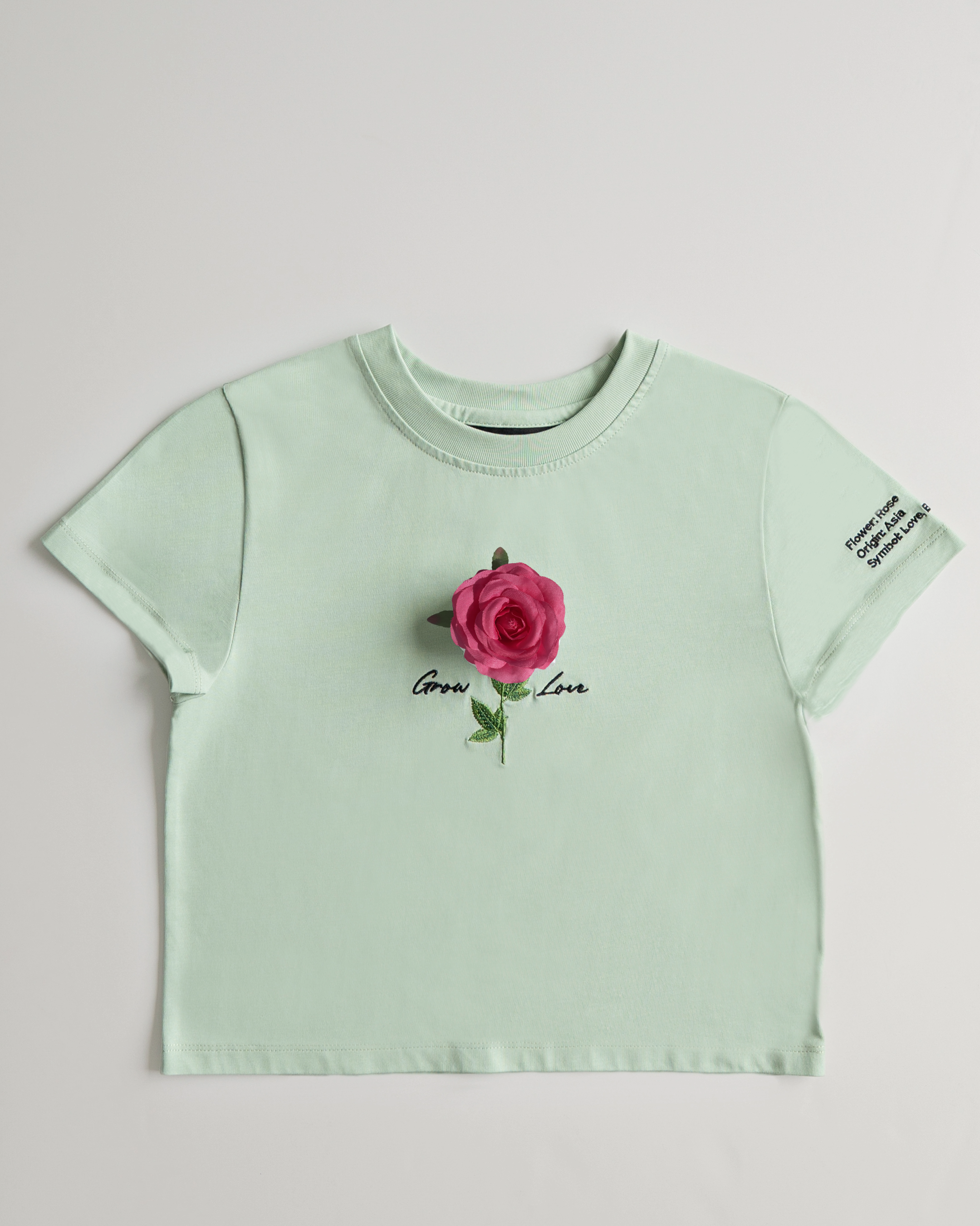 Sage Green Short Tee – In Between Bloom (+1 Flower)
