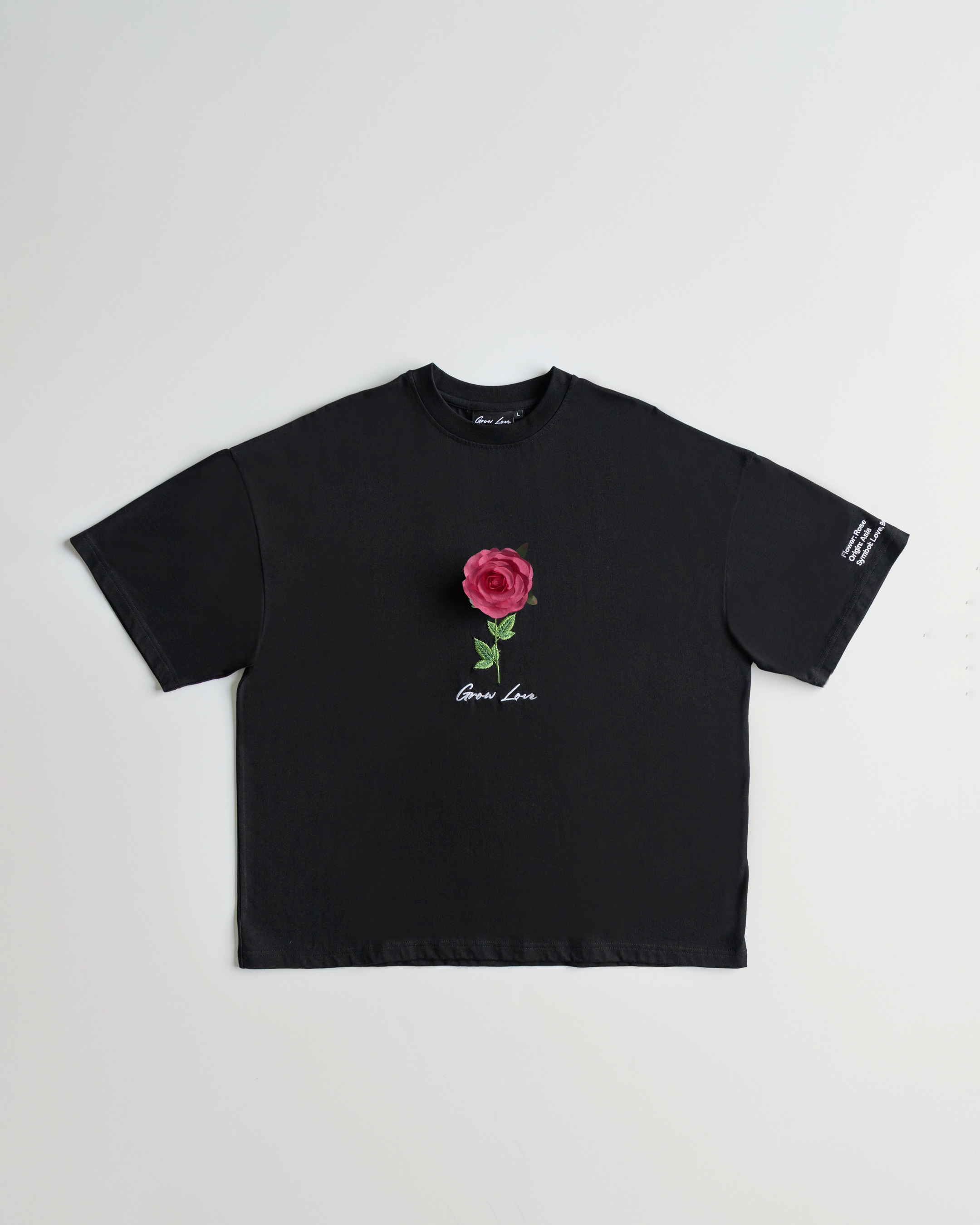 Black Boxy T-Shirt + Flower – Below the Bloom | Grow Love