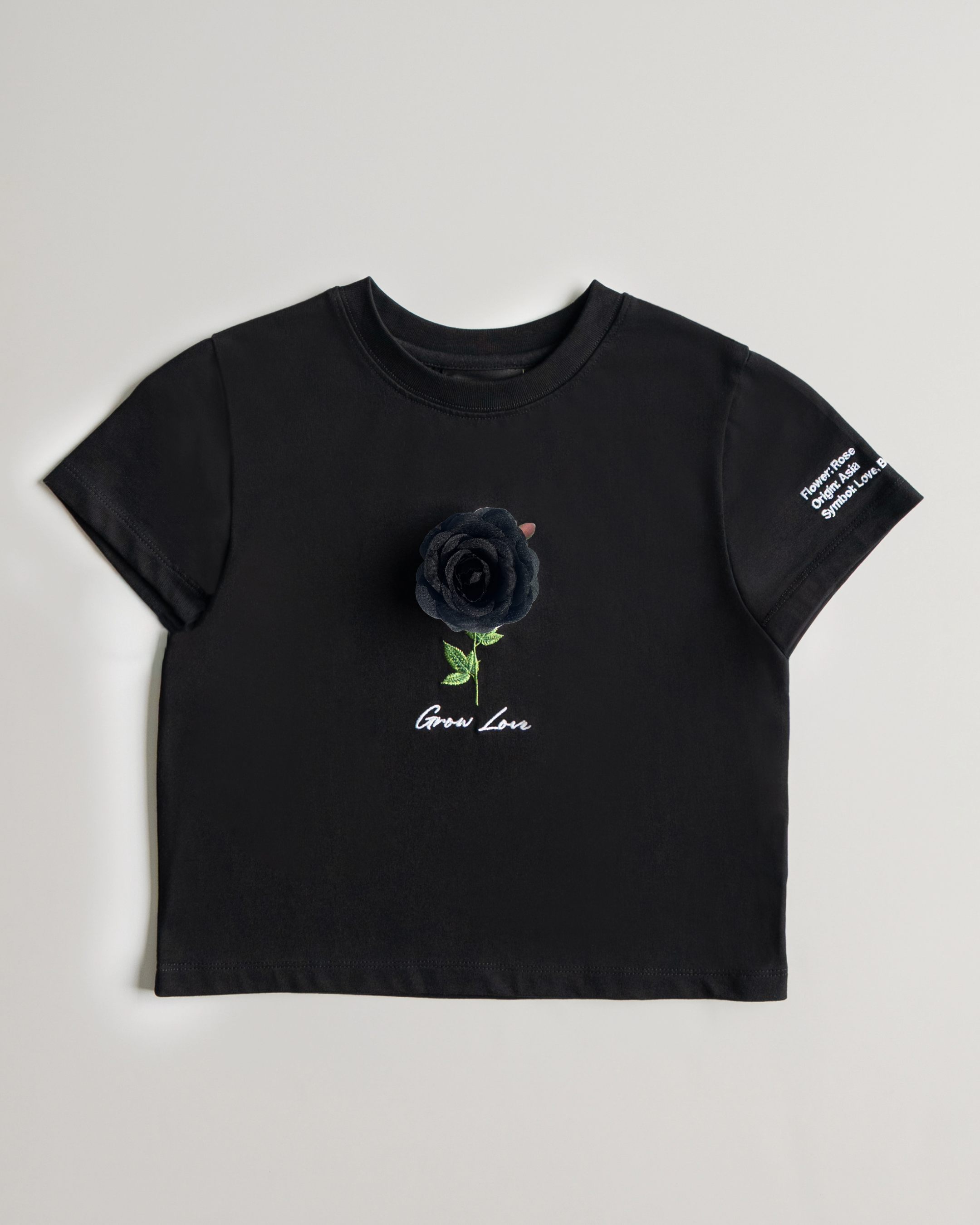 Black Short Tee – Below the Bloom (+1 Flower)